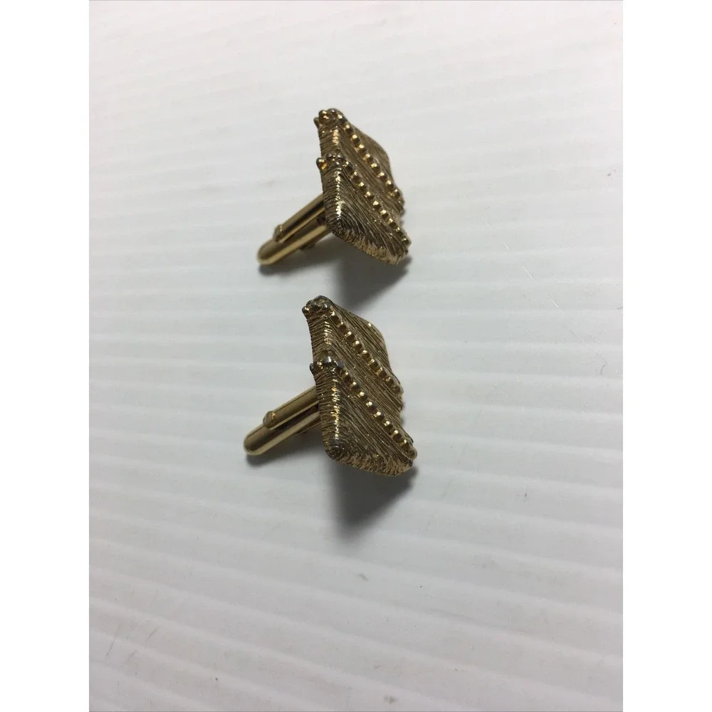 Mens Vintage Cufflinks Signed Swank Gold Rectangle